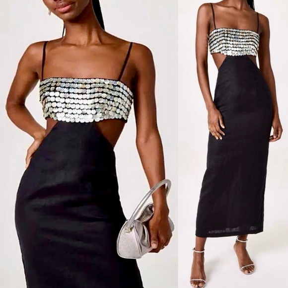 STAUD Dresses & Skirts - 🌺🎉HP🎉🌺 NWT Staud Jada Mother-of-Pearl Embellished Maxi Dress